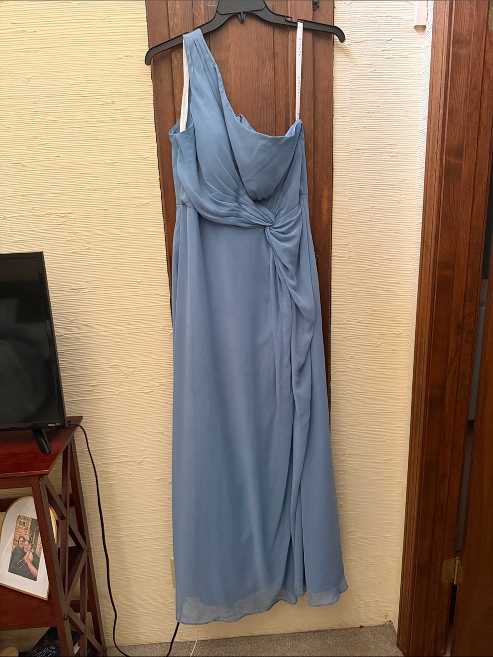 Azazie Dusty Blue One-Shoulder Maxi Dress
